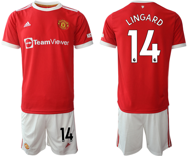Men 2021-2022 Club Manchester United home red #14 Adidas Soccer Jersey